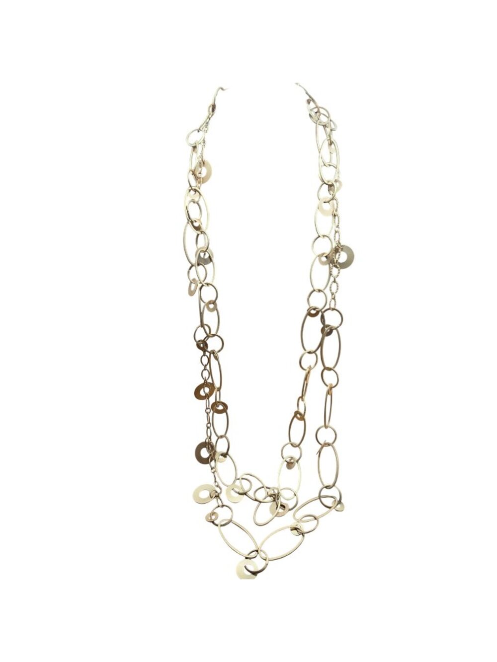 Premier Designs Matte Gold Multi Strand Necklace Beaded Statement Boho 18"